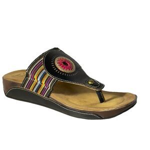 L'Artiste by Spring Step blue pink Chuckle  Thong Sandal Size 7.5-8. 38